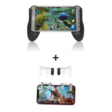 Imagem de Kit 1 Gamepad Controle + 1 Par Gatilhos R1 L1 Celular Jogo - LL