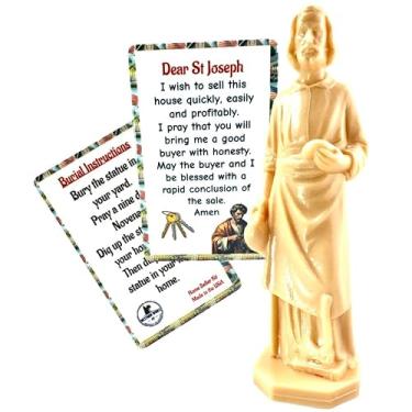 Imagem de Westmon Works Estátua de São José para vender pacote de casa estatueta e cartão sagrado laminado para venda de casa com instruções, feito nos EUA