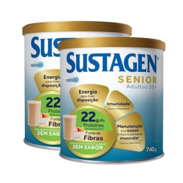 Imagem de Kit 2 Complemento Alimentar Sustagen Senior Adultos 50+ Sem Sabor 740g