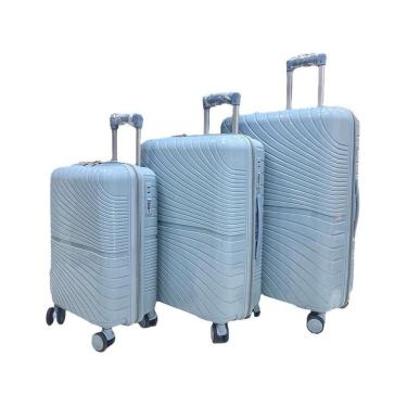 Imagem de Kit Mala 32Kg +23Kg +10Kg Polipropileno Inquebrável Azul