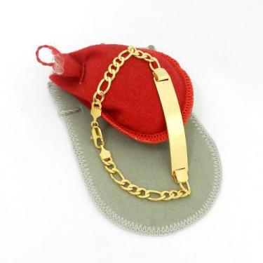 Imagem de Pulseira Masculina 20cm 4mm Chapa Folheada Ouro 18K PL312 - WNBIJOUTER