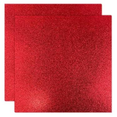 Imagem de Cartolina Glitter YINUOYOUJIA 12x12 300gsm vermelha - 12 folhas
