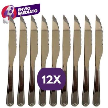 Imagem de Kit Faca Mesa Refeição Inox Premium Jogo Talher Jantar Churrasco Cozin