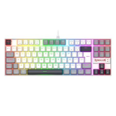 Imagem de Teclado Mecânico Gamer Redragon Kumara RGB Branco, Preto e Cinza Switch Marrom TKL K552WGL-RGB PT-BROWN