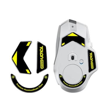 Imagem de TALONGAMES Pés de mouse de vidro ultra fortes com bordas curvas compatíveis com Logitech G502 X sem fio para substituição de pés de mouse para jogos, sola supersuave, deslizante rápida e durável