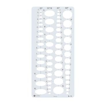 Imagem de Gabarito de Elipses em Polegadas 28 x 13.5 cm, D-11, Trident, Acrílico Azulado