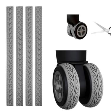 Imagem de Capas de roda de bagagem, capas protetoras de roda de silicone, redução de ruído, protetores de absorção de choque | Corte para ajuste para rodas giratórias de mala e rodízios de cadeira de escritório