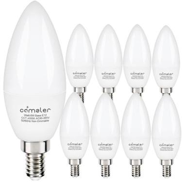 Imagem de Comzler de lâmpadas LED tipo B E12 Small Base 4000 K 600 lm, pacote co