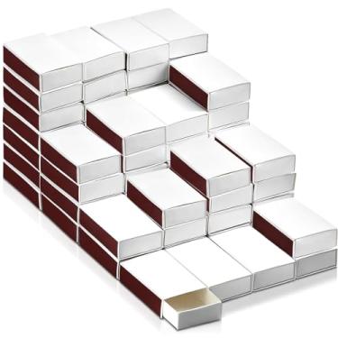 Imagem de 100 caixas de fósforos em branco, 5,7 x 3,5 x 1,5 cm, caixas de fósforos em branco, faça você mesmo, suportes de recipientes de armazenamento brancos com batente de dupla face para convidados de