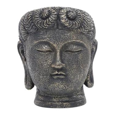 Imagem de Generic Vaso de flores em formato de cabeça de Buda, ideal para decoração, presente e artesanato. Perfeito para jardim, quintal, café e pátio, 9 Cm X 9.8 Cm X 11 Cm