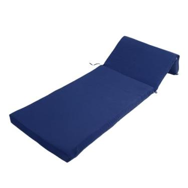 Imagem de SUNGOOYUE Almofada Chaise Longue, Estofamento Grosso Confortável para Pátio Ao Ar Livre, Almofada de Poltrona de Poliéster, 55 X 183 X 7,5 Cm (Azul-marinho)