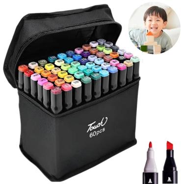 Imagem de Kit Canetas Touch Marcador 60 Cores Para Desenho, Colorir E Ilustrar