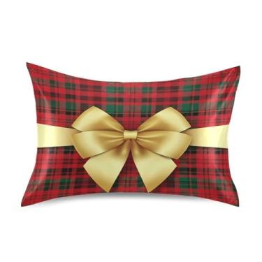 Imagem de Wassud Fronha de almofada xadrez de cetim para cabelo e pele fronhas de seda lisa tamanho padrão capas de travesseiro respiráveis com fecho de envelope