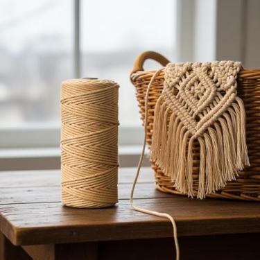 Imagem de Corda de macramê colorida de 3 mm x 109 jardas, barbante torcido para artesanato para pendurar na parede, decoração de casa, várias cores