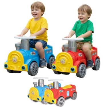 Imagem de Trenzinho Andador Infantil Carro Azul Menino Vermelho Trem - Tilin Bri