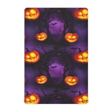 Imagem de Wassud Lençóis de berço respiráveis de Halloween Night Pumpkins, 71 x 132 cm, lençol de bebê neutro para meninos e meninas (serve para berço padrão e embalagem e brincadeira)