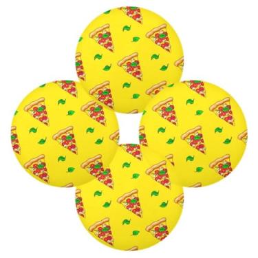 Imagem de Wassud Jogo americano conjunto de 4 tapetes de mesa redondos de pizza deliciosos para cozinha e jantar, laváveis e resistentes ao calor, decoração de mesa 39 cm