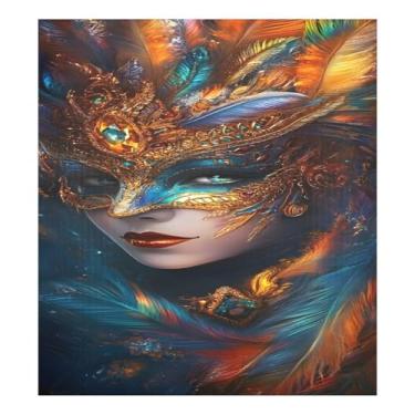 Imagem de Qilmy Máscara de carnaval de carnaval, capa magnética para máquina de lavar louça, 58 x 66 cm, capa decorativa para geladeira para porta frontal, adesivo, máquina de lavar, painel de geladeira