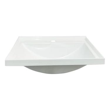 Imagem de Lavatório Pia de Banheiro 40cm Mármore Sintético Cuba Retangular Moderna para Banheiro