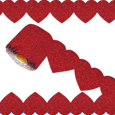 Imagem de Bordas de quadro de avisos com brilho de 1,8 m para dia dos namorados, acabamento de borda enrolada para festivais de casamento, boletins, decoração de parede, sala de aula, escola, festa