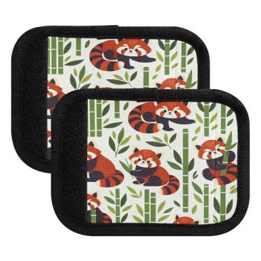 Imagem de Burbuja Linda alça de bagagem de panda vermelha em neoprene capa confortável identificador de etiqueta de mala para acessórios de viagem, pacote com 2, Como na imagem, 4.3 x 5.9 in, Pacote com 2