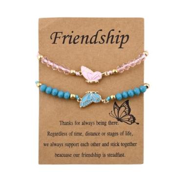 Imagem de Pulseiras de amizade combinando para mulheres, pulseiras de borboleta da amizade para melhor amiga, presentes de aniversário e Natal para irmã Bestie, presente de formatura para amigas, pulseira feita