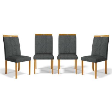 Imagem de Kit Com 4 Cadeiras Ana Madeira Maciça Estofadas Para Mesa De Jantar