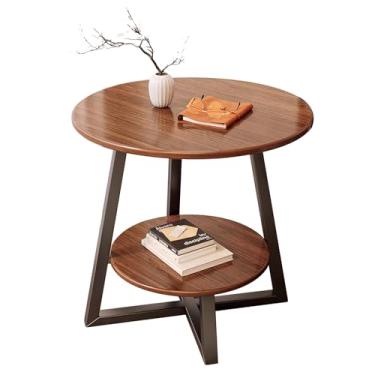 Imagem de Mesa de centro moderna, mesa de madeira para sala de estar com prateleira, mesa lateral de sofá, mesa de centro redonda, mesa lateral para sala de estar, quarto, escritório (40 cm/15,7 pol.)