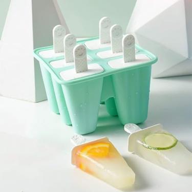 Imagem de 1 molde de picolé de silicone: máquina de picolé reutilizável sem BPA com 6 cavidades fácil de tirar (verde)