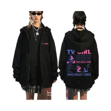 Imagem de Moletom Unissex Oversized Com Zíper E Estampa Gráfica, Casual, Manga L