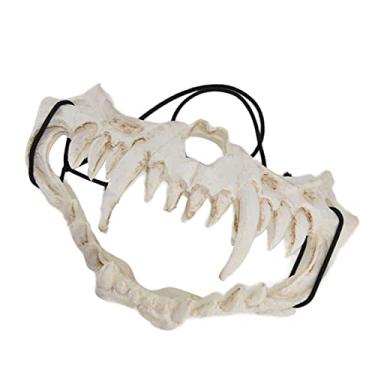 Imagem de Generic Máscara de Caveira Durável à Prova D'água Ajustável Máscara Assustadora para Teatro de Festa de Halloween, de Cosplay de Dente de Tigre de Látex para Festivais de Dramatização