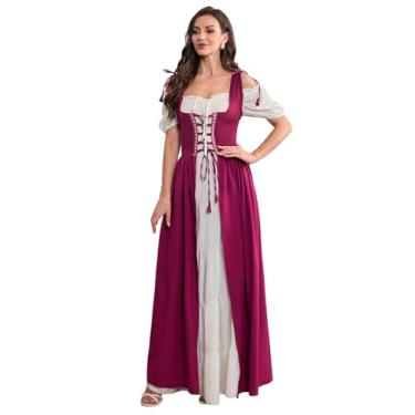 Imagem de Abaowedding Fantasia renascentista feminina, vestido medieval, pirata renascentista, vestidos de festa irlandesa, Orquídea, Small-Medium