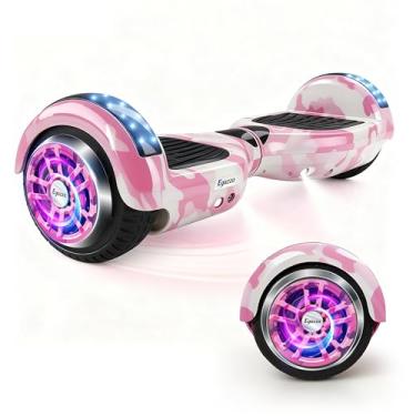 Imagem de Egazza Hoverboard Skate1 Elétrico 6,5” com Bluetooth e Rodas LED, Scooter de Equilíbrio para Crianças e Adolescentes, Camuflagem Rosa