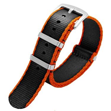 Imagem de JDIME Pulseira de relógio de cinto de segurança de qualidade premium de 20 mm e 22 mm, pulseira de nylon para relógio masculino Seiko Mido 007 James Bond Military listrado (fecho prateado A6, 22 mm)