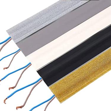 Imagem de Cabo de PVC autoadesivo de 1 m protetor de cabo organizador de fios para proteger os fios, capa de cabo sobre o piso, mantém os cabos no lugar sob mesas e ao redor do perímetro dos cômodos (branco, L