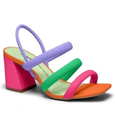 Imagem de Sandália Dakota Feminina Salto Bloco Tiras Metalizadas-Feminino