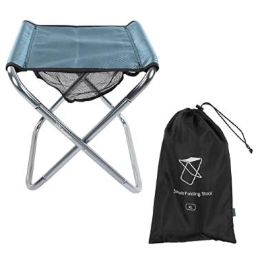Imagem de Banco dobrável portátil para acampamento ao ar livre, liga de alumínio, leve, durável, cadeira dobrável para adultos, piquenique, pesca, viagens, pano jacquard de alta densidade, (Lindo Azul)