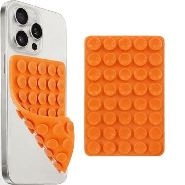 Imagem de 2 peças de suporte de telefone com sucção dupla face de silicone, aderência adesiva removível, acessório de selfie e vídeo com as mãos livres, suporte de sucção de telefone tendência para iPhone e