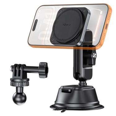Imagem de 1Zero Suporte de carro com ventosa dupla para câmera GoPro Action e telefone, suporte magnético para celular Magsafe, compatível com GoPro Max Mini Hero13/12/11/10/9 DJI Action 6/5 Pro Insta 360 X5/X4
