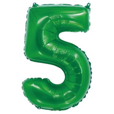 Imagem de BALAO METALIZADO C/CANUDO 16" VERDE NUMERO 5