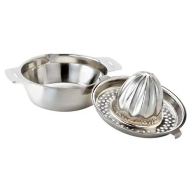 Imagem de Espremedor de frutas cítricas limão laranja toranja, espremedor manual de aço inoxidável, extrator de suco, trava de bloqueio de filtro e recipiente, prensa rotativa com filtro e tigela, bicos de