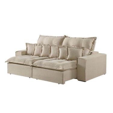 Imagem de Sofá 3 Lugares Retrátil E Reclinável Linho M-144 Martins Creme
