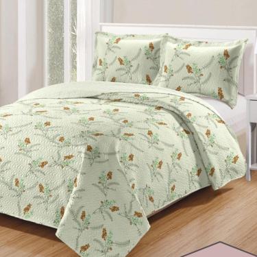 Imagem de Kit Cobre Leito Colcha Daily Casal 3 Peças Dupla Face Estampado Floral - Floral 24 - 100% Poliéster