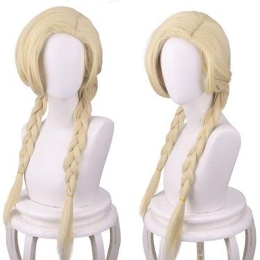 Imagem de Peruca Cosplay Loira Trançada Sintética para Cabelo Longo 55cm 350g - 