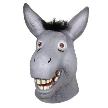 Imagem de Máscara de látex, capa facial completa, fantasia de burro, adereço de 
