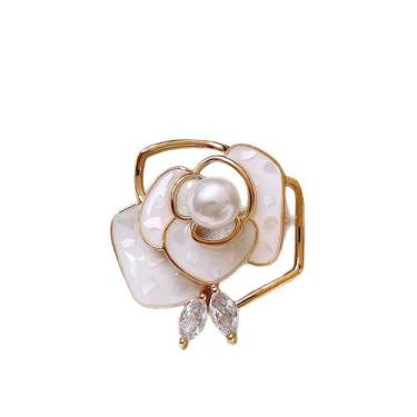Imagem de Broche Camellia Pearl para mulheres, alfinetes de blusa moderna - yiwe