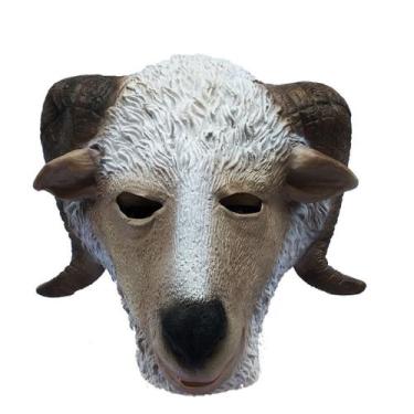 Imagem de Fantasia de Halloween, máscara de ovelha, capa facial completa de láte