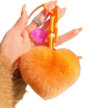Imagem de Chaveiro Fluffy Heart Faux Rabbit Four para mulheres e meninas - yiwei