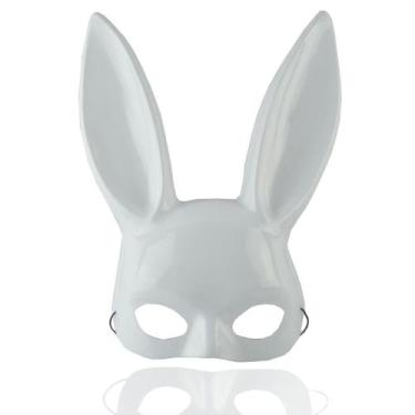 Imagem de Máscara de coelho de orelhas compridas, PVC, meia face, carnaval, Hall