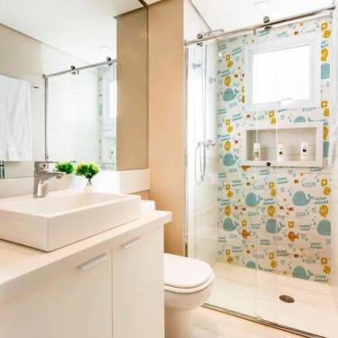 Imagem de Papel de Parede Lavavel para Banheiro Revestimento Brilho Oceano - TAC